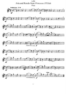 Les plaisirs de l'Île enchantée (La Princesse d'Elide), LWV 22: Arie und Rondo, für Flöte und Klavier – Flötenstimme by Jean-Baptiste Lully