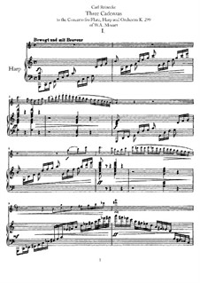 Drei Kadenzen zum Konzert für Flöte und Harfe in C-Dur von W. A. Mozart: Harfenstimme by Carl Reinecke
