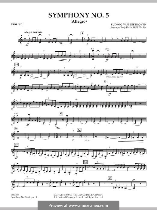 Movement I, Allegro: For strings – Violin 2 part by Ludwig van Beethoven