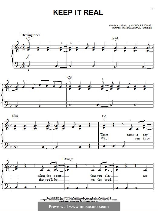 Keep It Real (Jonas Brothers): Für Klavier by Joseph Jonas, Kevin Jonas Sr., Nicholas Jonas