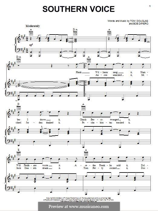 Southern Voice (Tim McGraw): Für Stimme und Klavier (oder Gitarre) by Bob DiPiero, Tom Douglas
