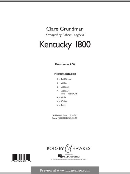 Kentucky 1800 (arr. Robert Longfield): Vollpartitur by Clare Grundman