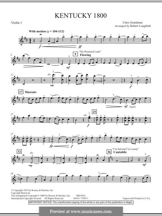 Kentucky 1800 (arr. Robert Longfield): Violin 1 part by Clare Grundman