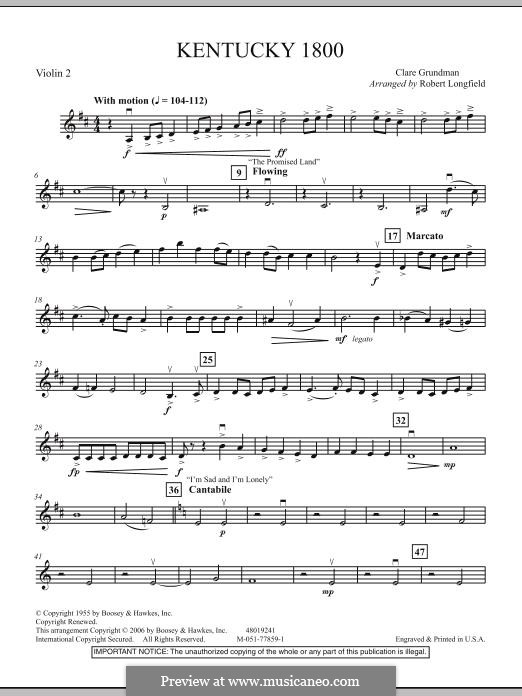 Kentucky 1800 (arr. Robert Longfield): Violin 2 part by Clare Grundman