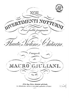 Achtzehn Divertissements für Flöte (oder Violine) und Gitarre, Op.86: Vollständiger Satz by Mauro Giuliani