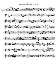 Sechs Duos für Zwei Flöten, QV 3:2 Op.2: Nr.1-3 – Flötenstimme II by Johann Joachim Quantz