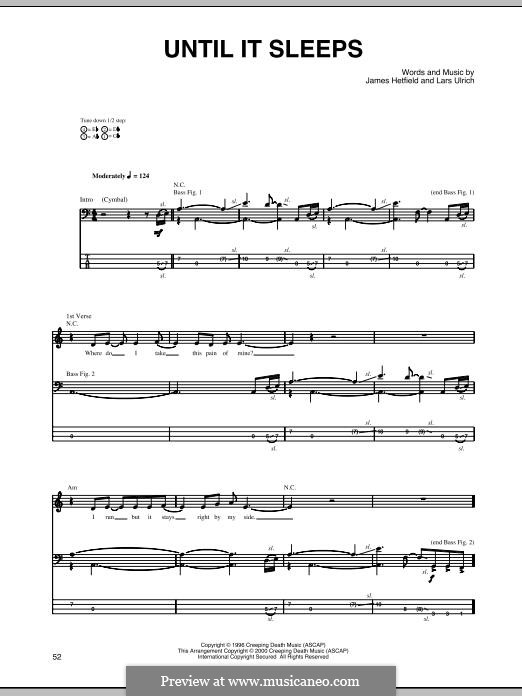 Until It Sleeps (Metallica): Für Bassgitarre mit Tabulatur by James Hetfield, Lars Ulrich