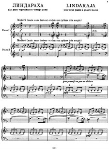 Lindaraja für zwei Klaviere, vierhändig, L.97: Lindaraja für zwei Klaviere, vierhändig by Claude Debussy