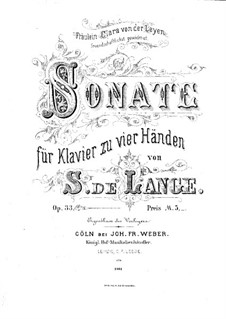 Sonate in e-moll für Klavier, vierhändig, Op.33: Sonate in e-moll für Klavier, vierhändig by Samuel  de Lange