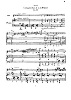 Violinkonzert Nr.1 in g-Moll, Op.26: Version für Violine und Klavier by Max Bruch