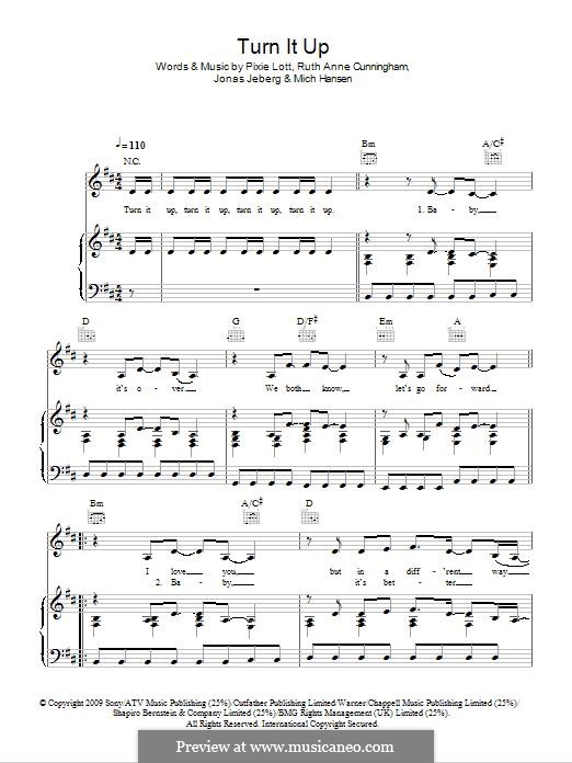 Turn It Up: Für Stimme und Klavier (oder Gitarre) by Jonas Jeberg, Mich Hansen, Pixie Lott, Ruth Anne Cunningham