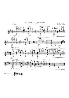 Adelita: Für Gitarre by Francisco Tárrega