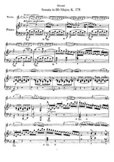 Sonate für Violine und Klavier Nr.26 in B-Dur, K.378: Partitur, Solostimme by Wolfgang Amadeus Mozart