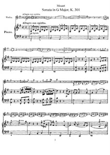 Sonate für Violine und Klavier Nr.18 in G-Dur, K.301: Partitur, Solo Stimme by Wolfgang Amadeus Mozart