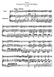 Konzert für Violine und Orchester Nr.6 in Es-Dur, K.268: Bearbeitung für Violine und Klavier – Partitur, Solostimme by Wolfgang Amadeus Mozart