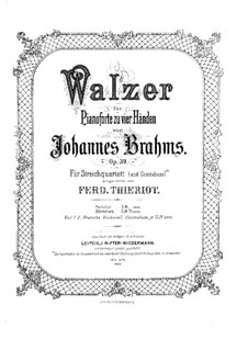 Vollständiger Satz: Bearbeitung für Streichquartett und Kontrabass (ad libitum) by Johannes Brahms