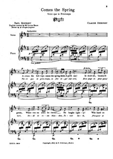 Voici que le printemps (Comes the Spring), L.52: Klavierauszug mit Singstimmen by Claude Debussy