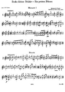 Sechs kleine Stücke für Gitarre: Vollständiger Satz by Robert de Visée
