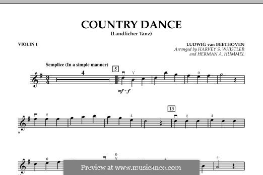 Country Dance (Landlicher Tanz): Violin 1 part by Ludwig van Beethoven