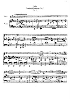 Schülerkonzert Nr.5 für Violine und Klavier, Op.22: Partitur by Friedrich Seitz