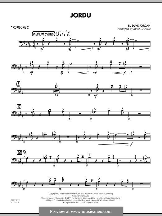 Jordu: Trombone 2 part by Duke Jordan