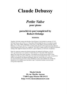 Petite Valse for solo piano: Petite Valse for solo piano by Claude Debussy