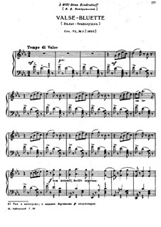 Achtzehn Stücke für Klavier, TH 151 Op.72: No.11 Valse- bluette by Pjotr Tschaikowski