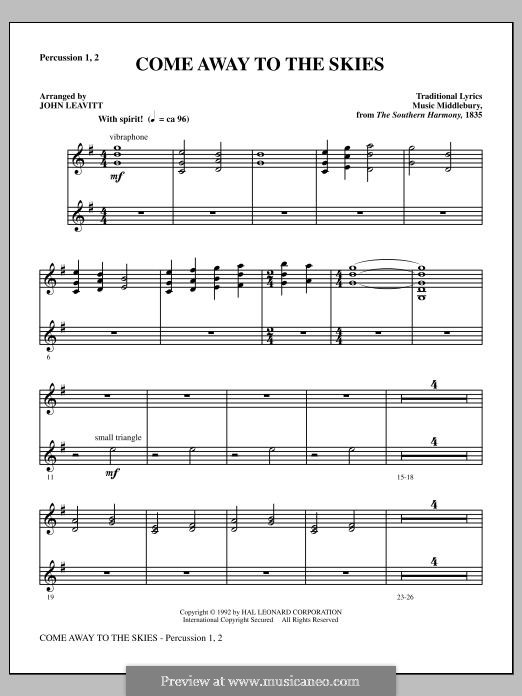 Come Away to the Skies: Percussion 1 & 2 part by Unknown (works before 1850)