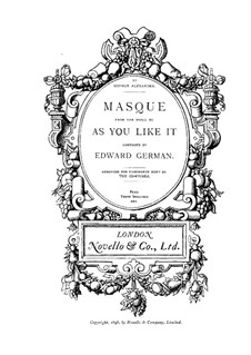 Musik zum Komödie 'Wie es euch gefällt'. Masque: Für Klavier, vierhändig by Edward German