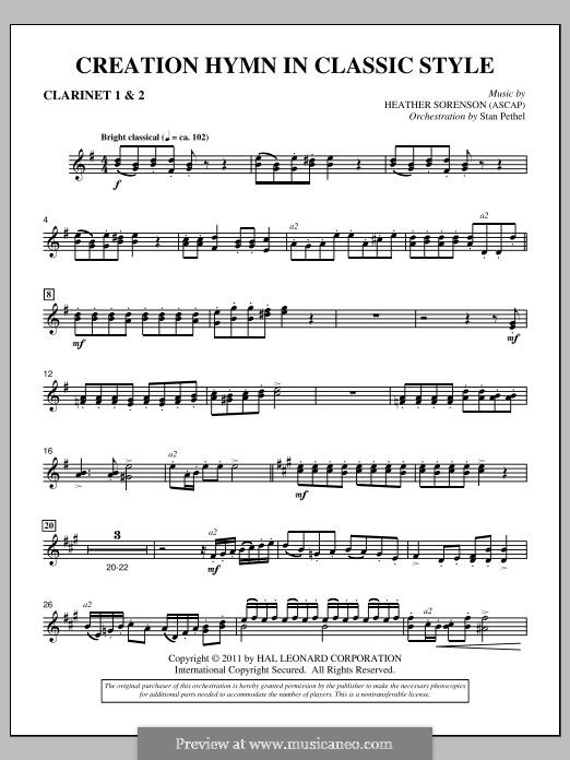 Creation Hymn in Classic Style: Bb Clarinet 1,2 part by Heather Sorenson