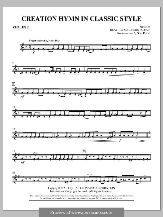 Creation Hymn in Classic Style: Violin 2 part by Heather Sorenson