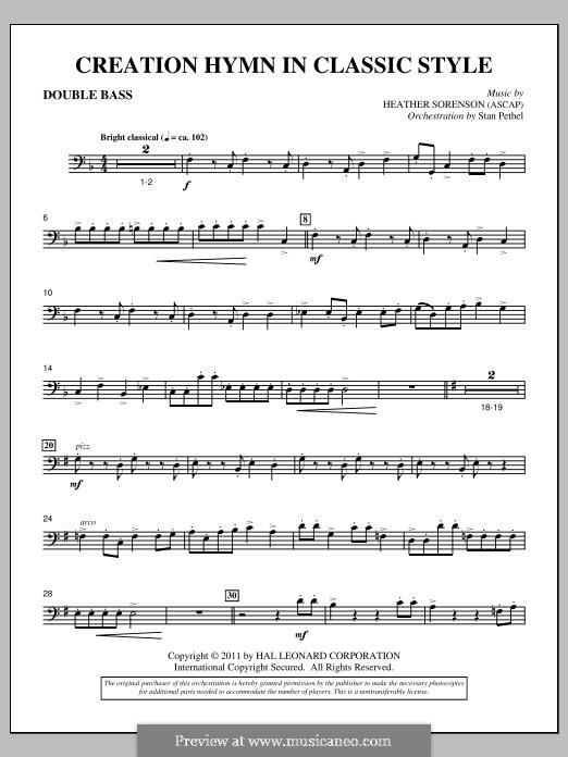 Creation Hymn in Classic Style: Kontrabass-Stimme by Heather Sorenson