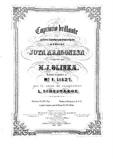 Jota Aragonesa: Für Klavier, vierhändig by Michail Glinka