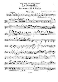 La Séparation: Für Violine, Viola Alta (oder Cello) und Klavier – Viola Alta Stimme by Michail Glinka
