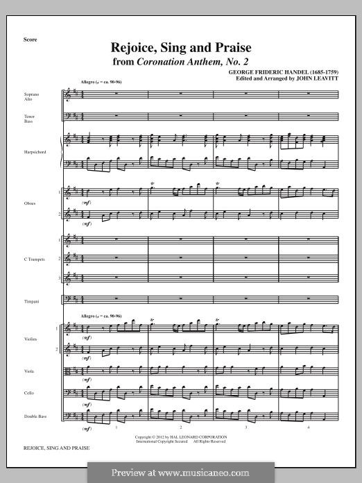 Rejoice, Sing and Praise: Vollpartitur by Georg Friedrich Händel