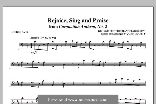 Rejoice, Sing and Praise: Kontrabass-Stimme by Georg Friedrich Händel
