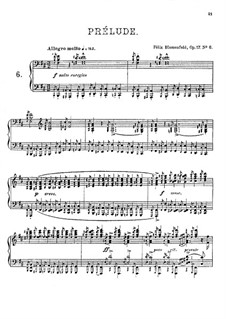 Vierundzwanzig Preluden, Op.17: Präludium Nr.6 in h-moll by Felix Blumenfeld