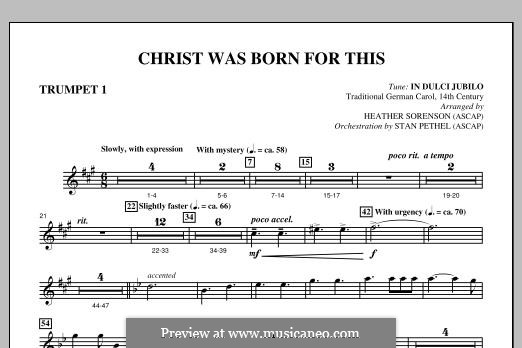 Christ Was Born for This: Bb Trumpet 1 part by folklore