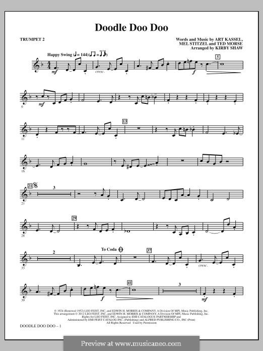 Doodle Doo Doo: Bb Trumpet 2 part by Theodore F. Morse, Mel Stitzel, Art Kassell