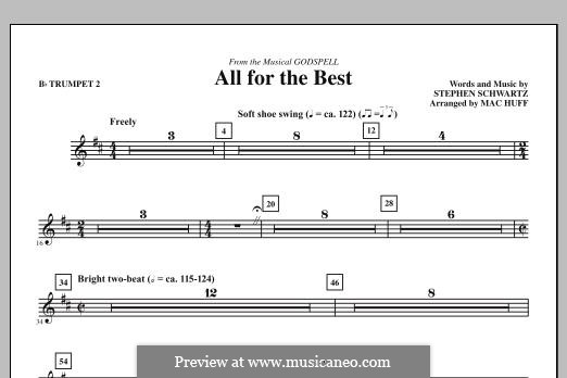 All for the Best: Bb Trumpet 2 part by Stephen Schwartz