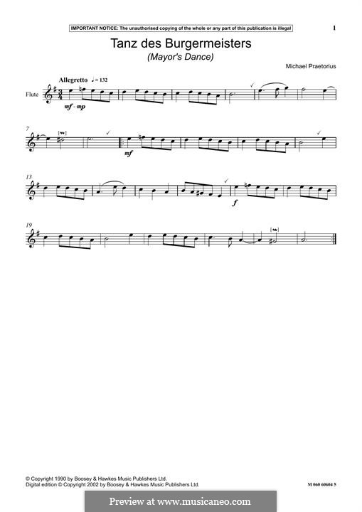 Tanz Des Burgermeisters (Mayor's Dance): Für Flöte by Michael Praetorius