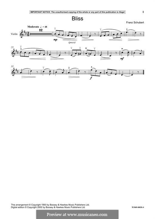 Seligkeit, D.433: Für Violine by Franz Schubert