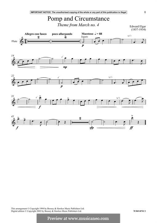 Marsch No.4: Theme, for flute by Edward Elgar