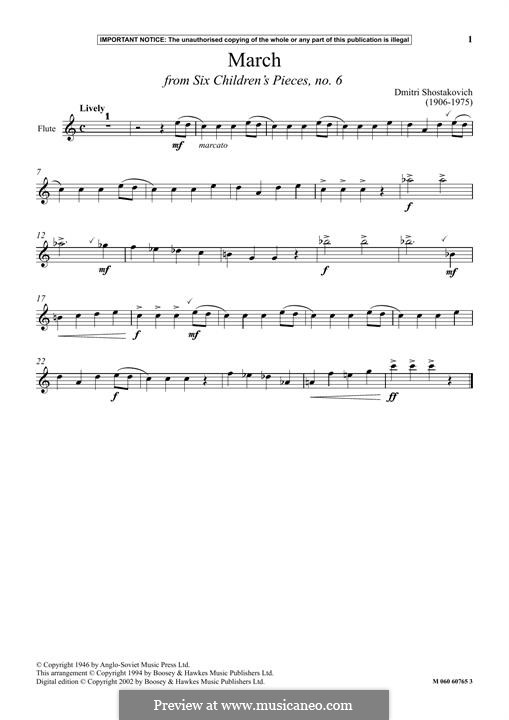 Children's Notebook, Op.69: No.1 March. Version for flute by Dmitri Schostakowitsch
