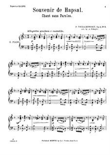 Souvenir de Hapsal, TH 125 Op.2: Nr.3 Lied ohne Worte, für zwei Klaviere – Klavierstimme II by Pjotr Tschaikowski