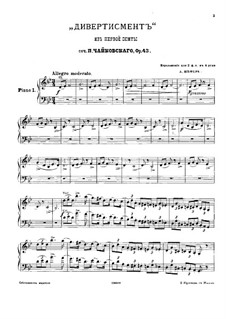 Suite Nr.1 in d-Moll, TH 31 Op.43: Nr.2 Divertimento, für zwei Klaviere – Klavierstimme I by Pjotr Tschaikowski