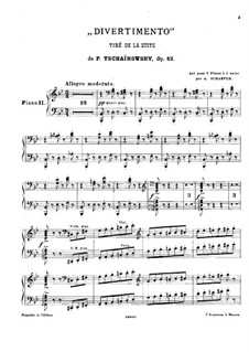 Suite Nr.1 in d-Moll, TH 31 Op.43: Nr.2 Divertimento, für zwei Klaviere – Klavierstimme II by Pjotr Tschaikowski