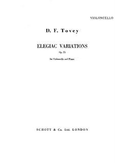Elegische Variationen für Cello und Klavier, Op.25: Solostimme by Donald Francis Tovey