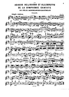 Fragments des symphonies célèbres: Band V, für Klaviertrio – Violinstimme by Felix Mendelssohn-Bartholdy