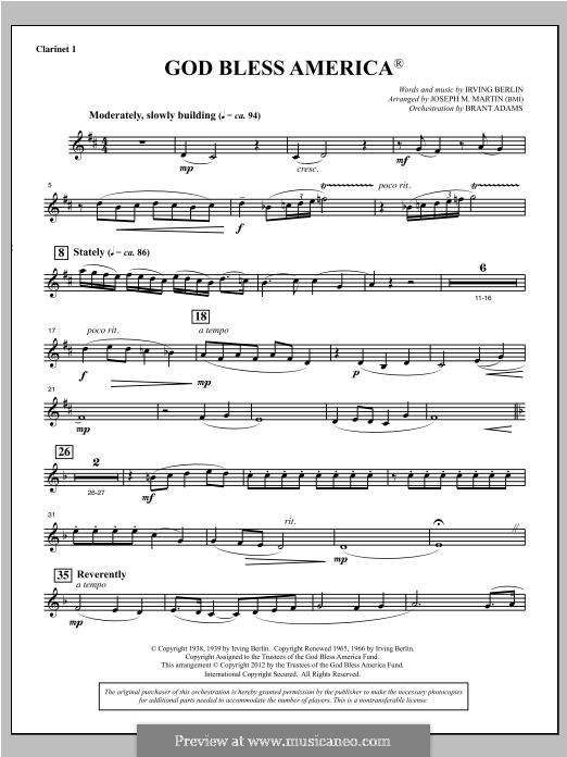 Choir Instrumental Pak version (arr. Joseph Martin): Bb Clarinet 1 part by Irving Berlin